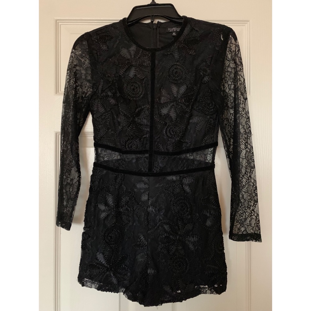 Topshop Long Sleeve Lace Romper Size 4